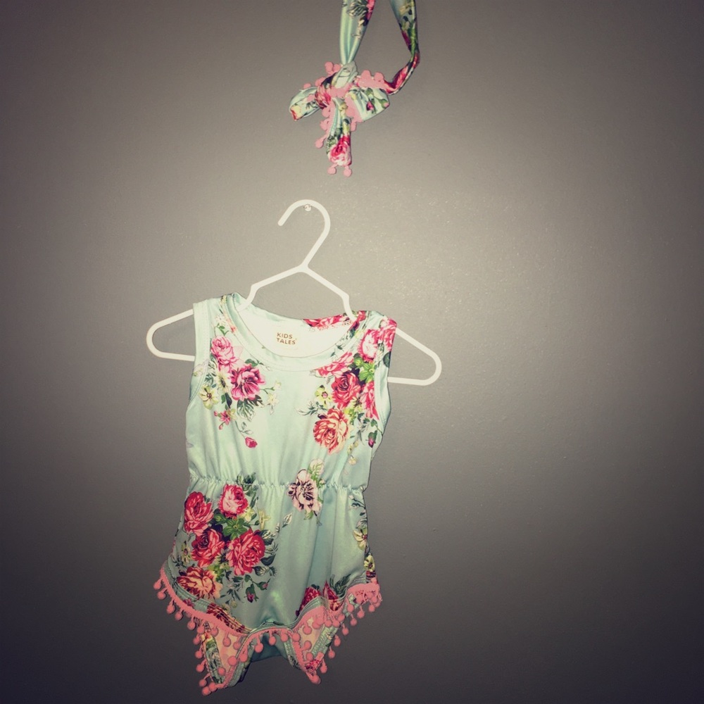 Kids Tales Floral Boutique Romper with headband